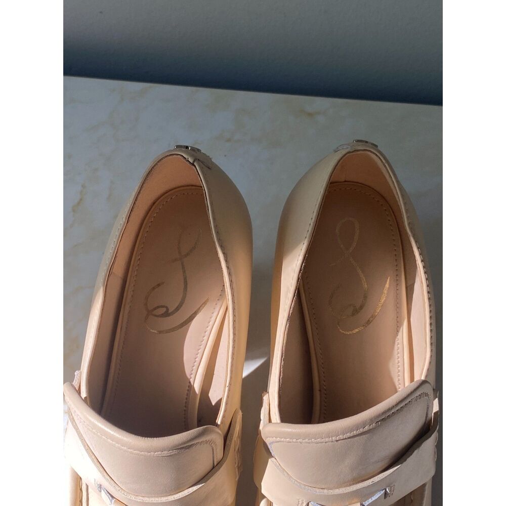 Sam Edelman Jed Platform Block Heel Leather Loafers Eggshell Retro Sz 8M - Picture 4 of 9